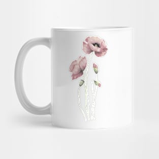 Blush pink watercolor poppies Mug